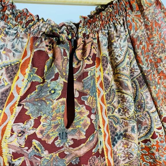 Zara NWOT balloon sleeve oriental print midi dress - Picture 4 of 11